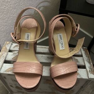 Jimmy choo platform crock leather pink